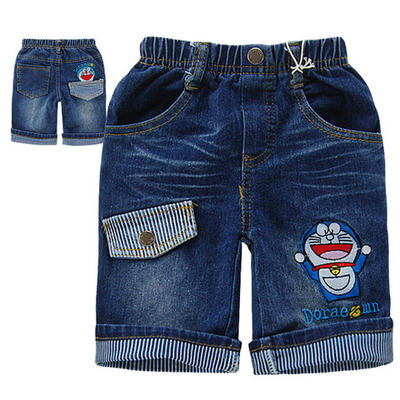 Шорты джинсовые с аппликацией кота Дораэмона