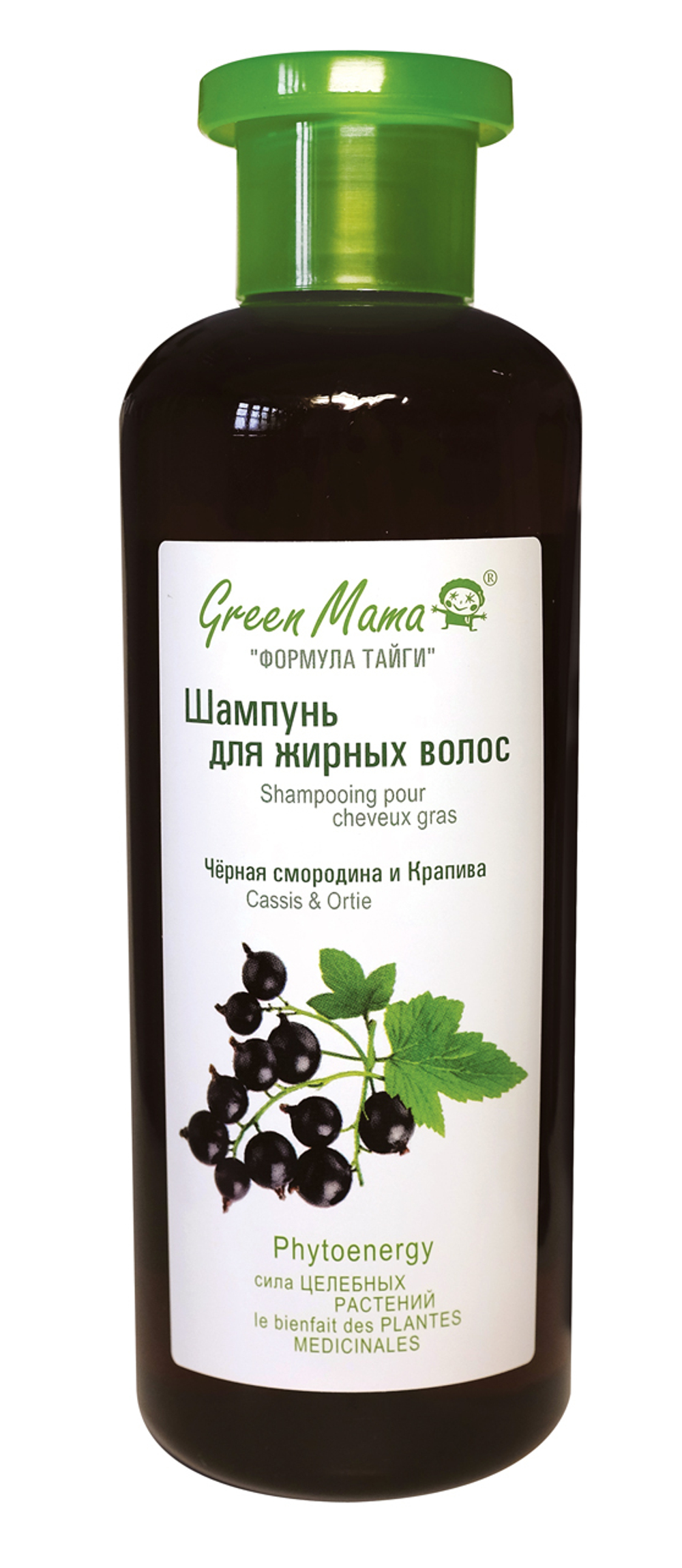 Green Mama Формула тайги Шампунь для волос Чёрная смородина и крапива, для жирных волос, 400 мл