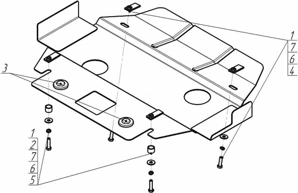 Защита картера Двигателя. 2 мм, Сталь. для Mercedes E-class 1995-1999 MOTODOR.01206