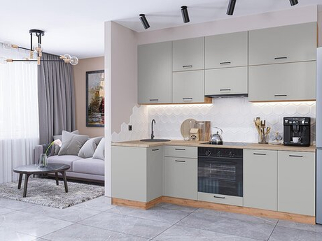 Угловая модульная кухня Флэт-04 Light Grey In 2S - Дуб Вотан 2340*1000/2500*600