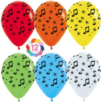 Воздушные шары Sempertex с рисунком Музыкальные ноты, 50 шт. размер 12" #334691