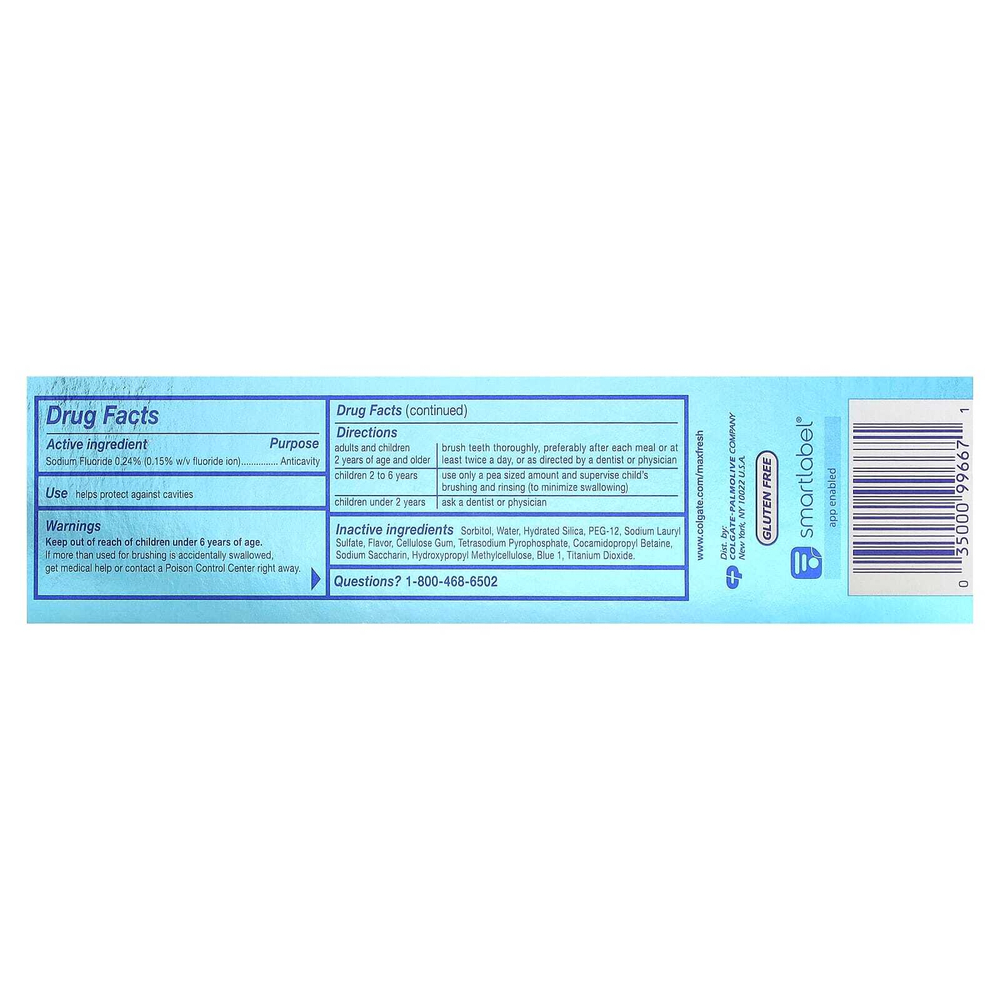 Colgate, Max Fresh with Whitening Breath Strips, зубная паста с прохладной мятой, 178 г (6,3 унции)