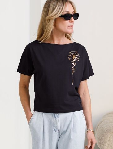 Нарядная футболка с блестящим принтом  D49.133 (131295)