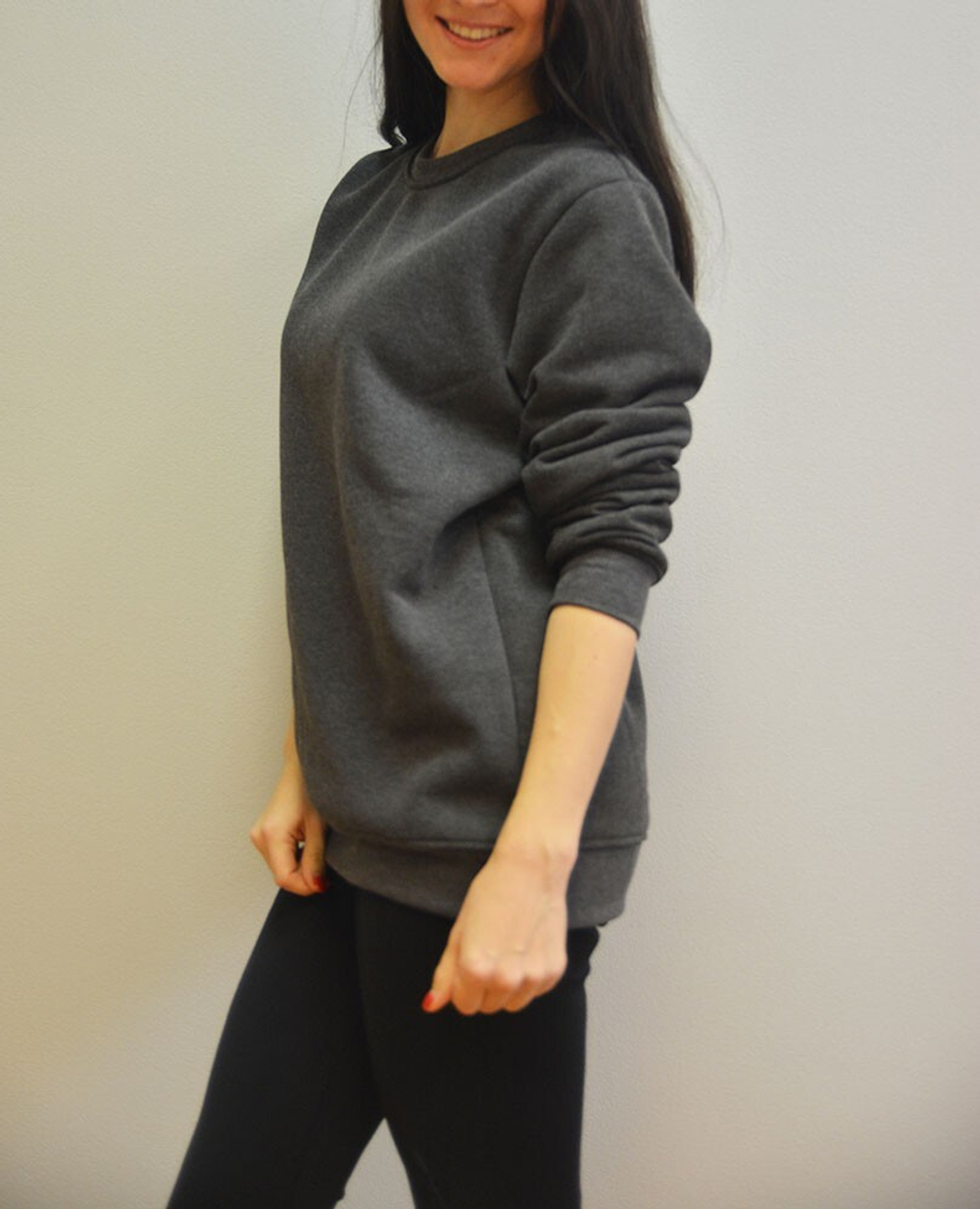 СВИТШОТ ЖЕНСКИЙ ФЛИС, 280 гр. Черный Графит M-301_46 (М)