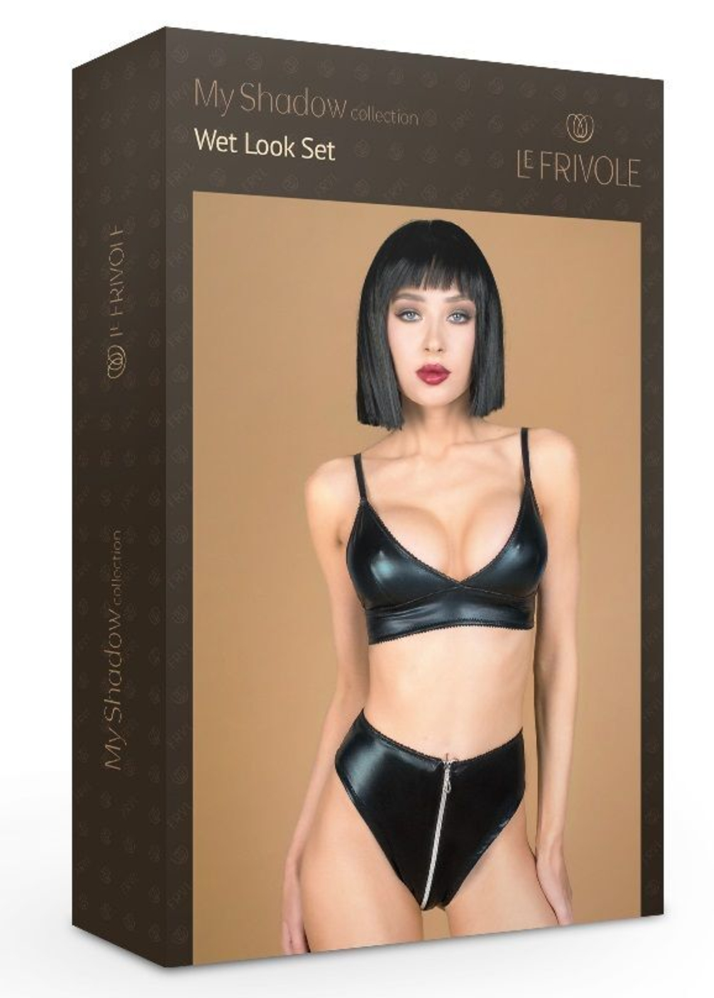 Комплект лиф и трусики с функциональной молнией из материала wet look(My Shadow) (L/XL)