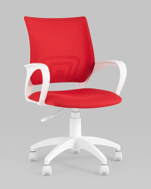 Кресло офисное TopChairs ST-BASIC-W красная ткань крестовина белый пластик