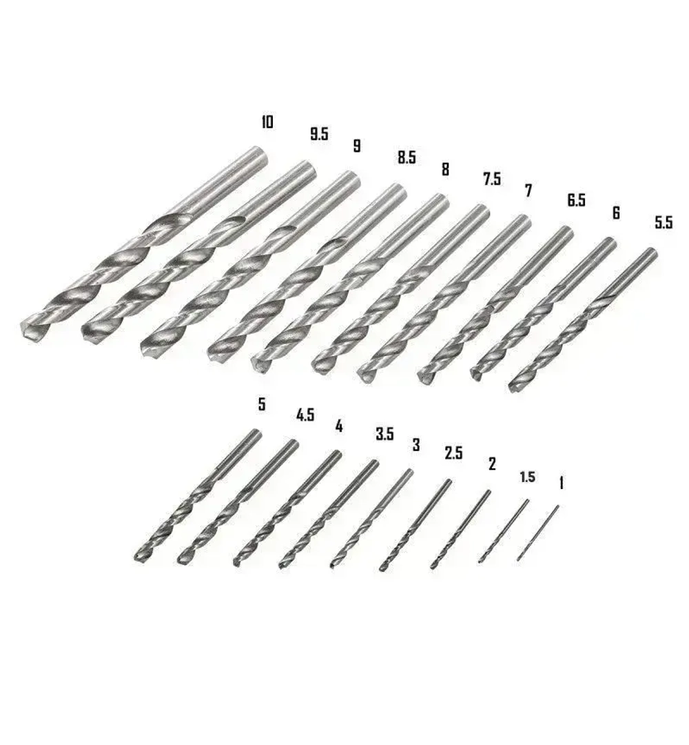 Набор сверл по металлу HSS 19 предметов