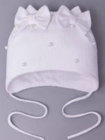 Шапка для девочки осенняя на завязках с бусинами