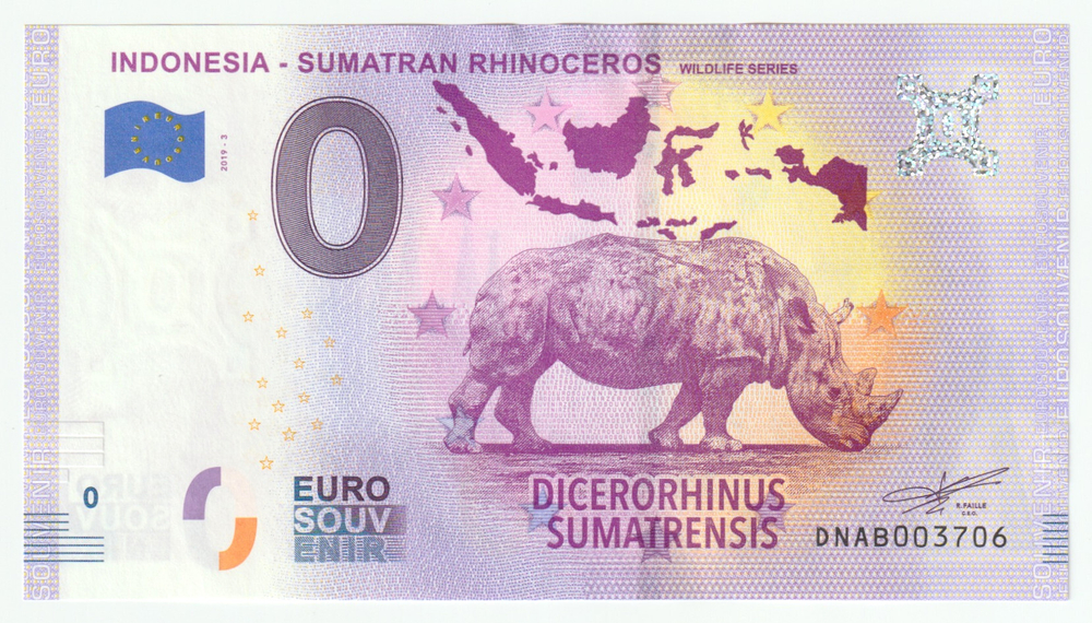 Indonesia, 0 Euro - Sumatran Rhinoceros, 2019, UNC