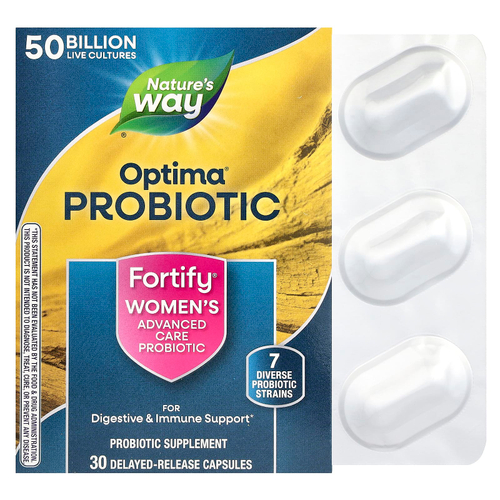 Nature's Way, Optima® Probiotic, Fortify®, пробиотик для женщин, 50 млрд, 30 капсул с отсроченным высвобождением