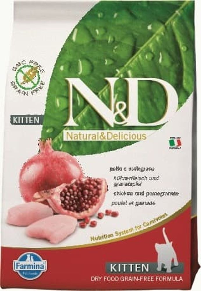 Сухой беззерновой корм N&amp;D для котят с курицей и гранатом 1,5кг