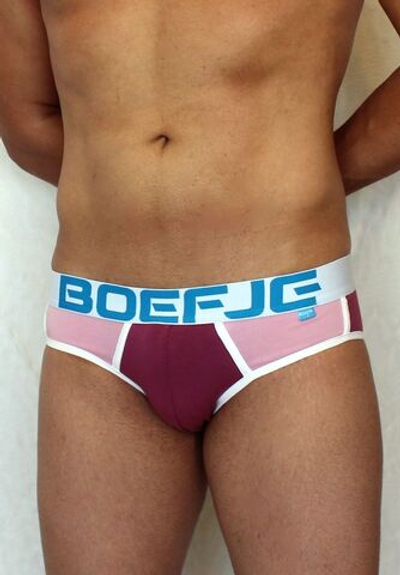 Сливовые трусы-слипы с розовыми вставками (Размер: M) (Цвет: сливовый)