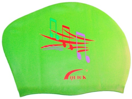 Шапочка для плавання для длинных волос QUICK ноты  (Салатовый)