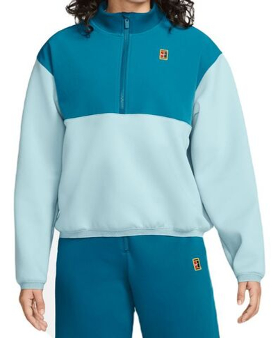 Женская Кофта теннисная Nike Court Dri-Fit Heritage 1/2-Zip Tennis Jacket - ocean bliss/green abyss