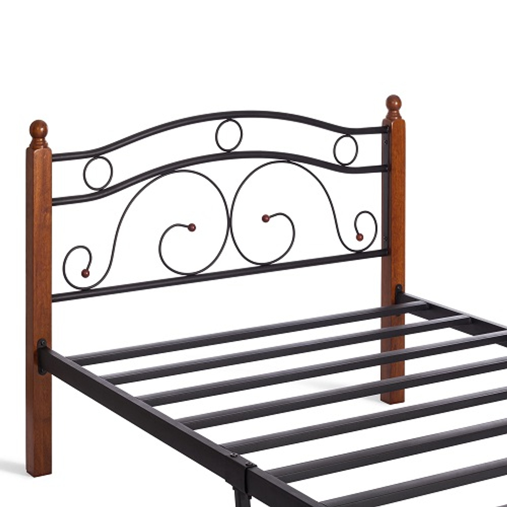 Кровать AT-803 дерево гевея/металл, 120х200см, красный дуб/черный