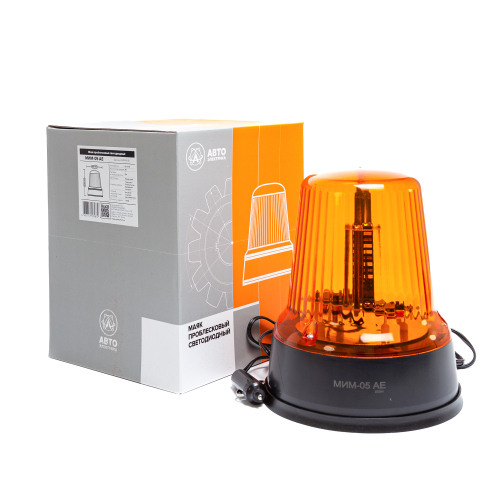 Маяк импульсный 12/24 В, желтый, 30 светодиодов, 3 режима вспышки, сенсорный, крепление на магните, соединение в прикуриватель, H=208мм D=180мм