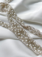 Тесьма серебро бисер жемчуг 1 см