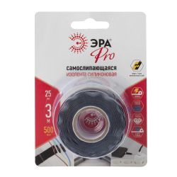 Изолента ЭРА PRO PROSS25 силиконовая самослипающаяся 25 мм х 3 м черная | Изолента