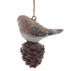 GAEM Украшение новогоднее "Птичка на шишке", L8 W6 H7,5 см, 2в.