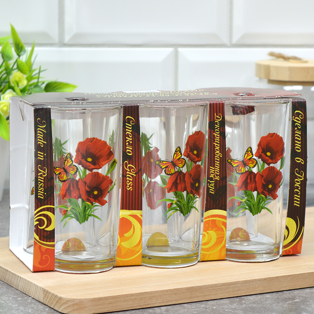 Набор стаканов 6шт 230мл "Ассорти" (высокие)