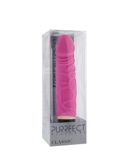Ярко-розовый вибратор PURRFECT SILICONE CLASSIC 6.5INCH - 16,5 см.