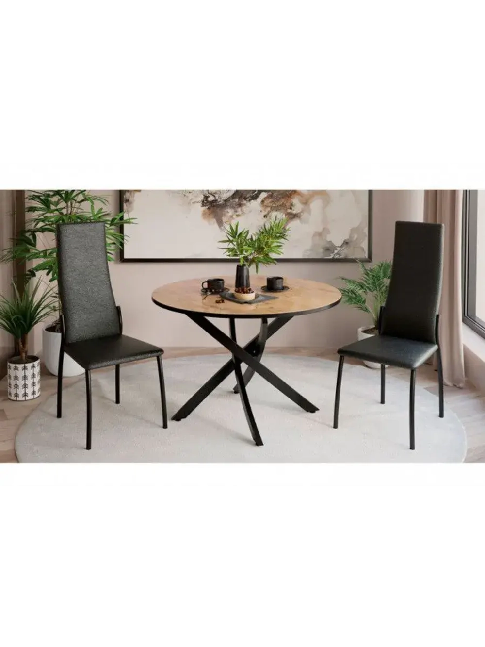 Стол кухонный обеденный круглый 90х90х75 см