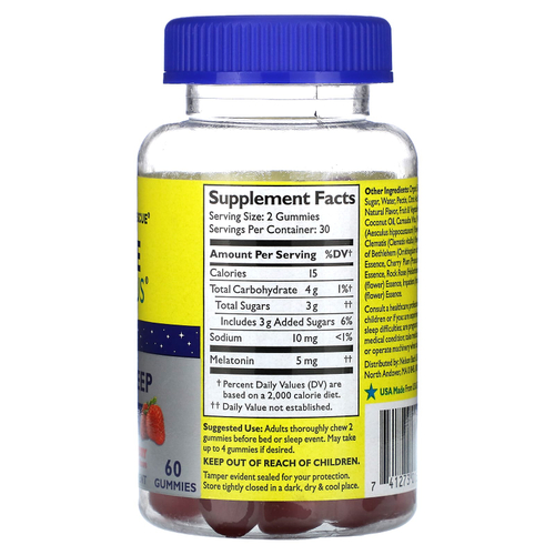 Bach, Rescue Plus, жевательные мармеладки для сна, клубника, 60 жевательных мармеладок (2,5 мг в 1 жевательной мармеладке)