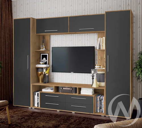 Гостиная Гармония (дуб крафт/графит софт NEW)