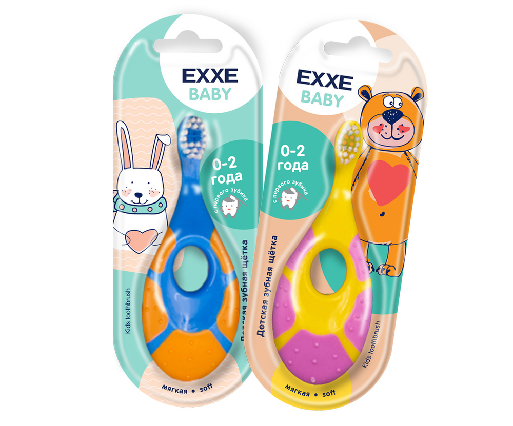 EXXE Зубная щетка Baby, детская, мягкая, 0-2 года