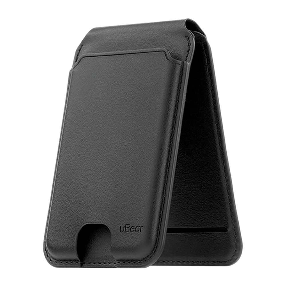 Кожаный чехол-бумажник MagSafe с подставкой uBear Fold Geo Гибридный картхолдер из полиуретановой кожи. Работает с приложением Apple «Локатор». Вмещает до девяти карт