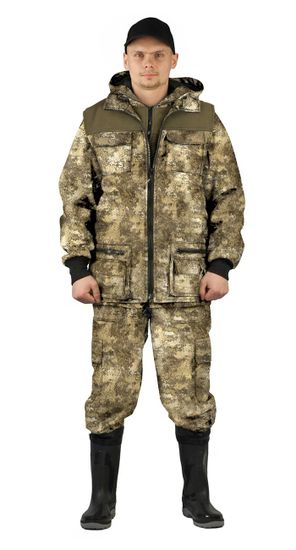 Костюм мужской URSUS "Тройка" демисезонный кмф "Мох"/бежевый, тк. Алова/Канада