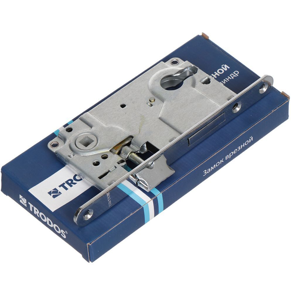 Замок врезной под цилиндр, Trodos, 85R1 CP, 202170, без ручки, хром