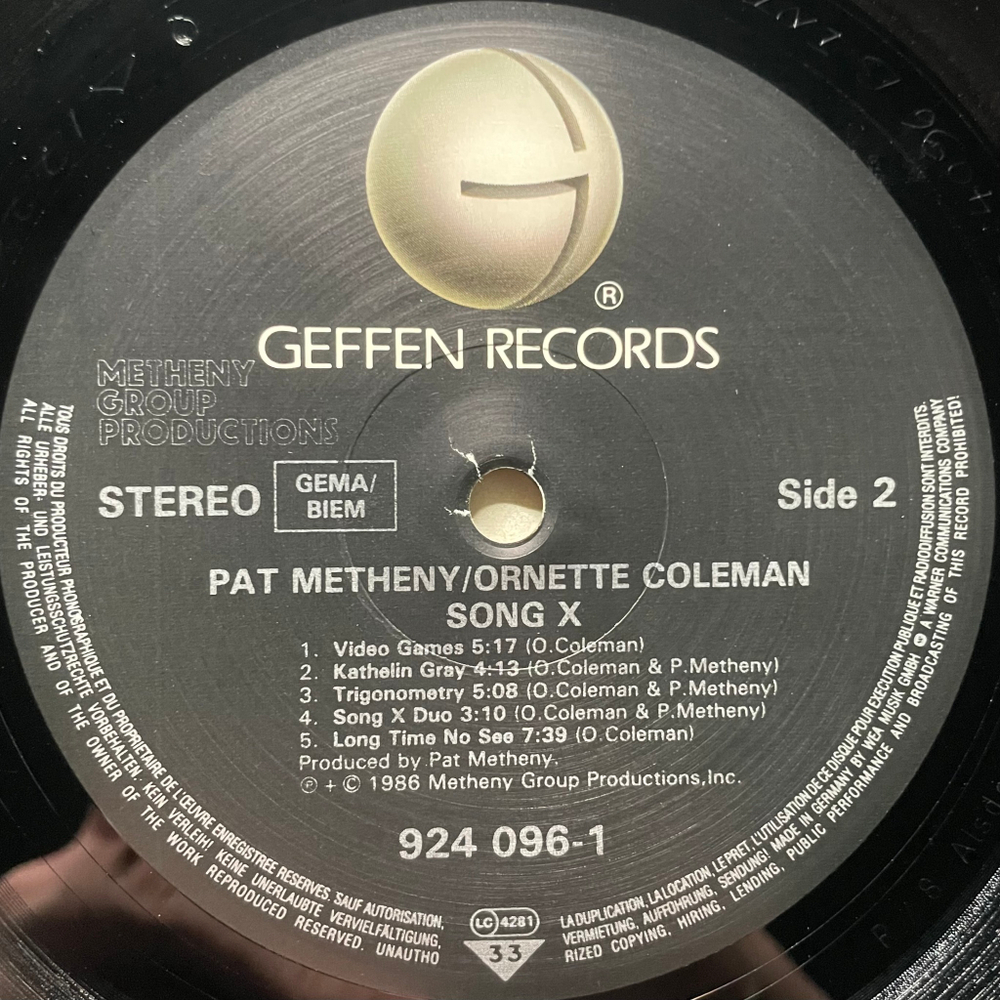 Pat Metheny / Ornette Coleman ‎– Song X (Германия 1986г.)
