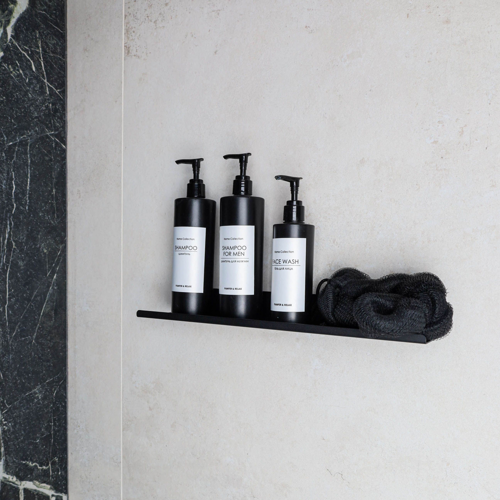 Полка MetaDec Plain настенная прямая, 40х10см черная, металл, 1шт