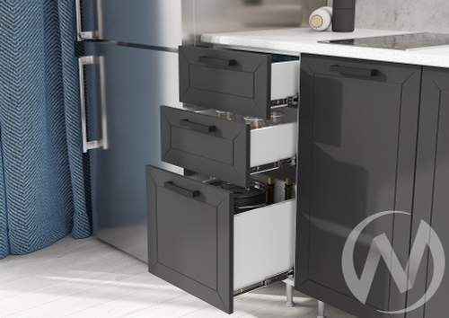 Кухня Монако 1;8м (белый/белый снег софт; графит софт/антарес) Компоновка №1