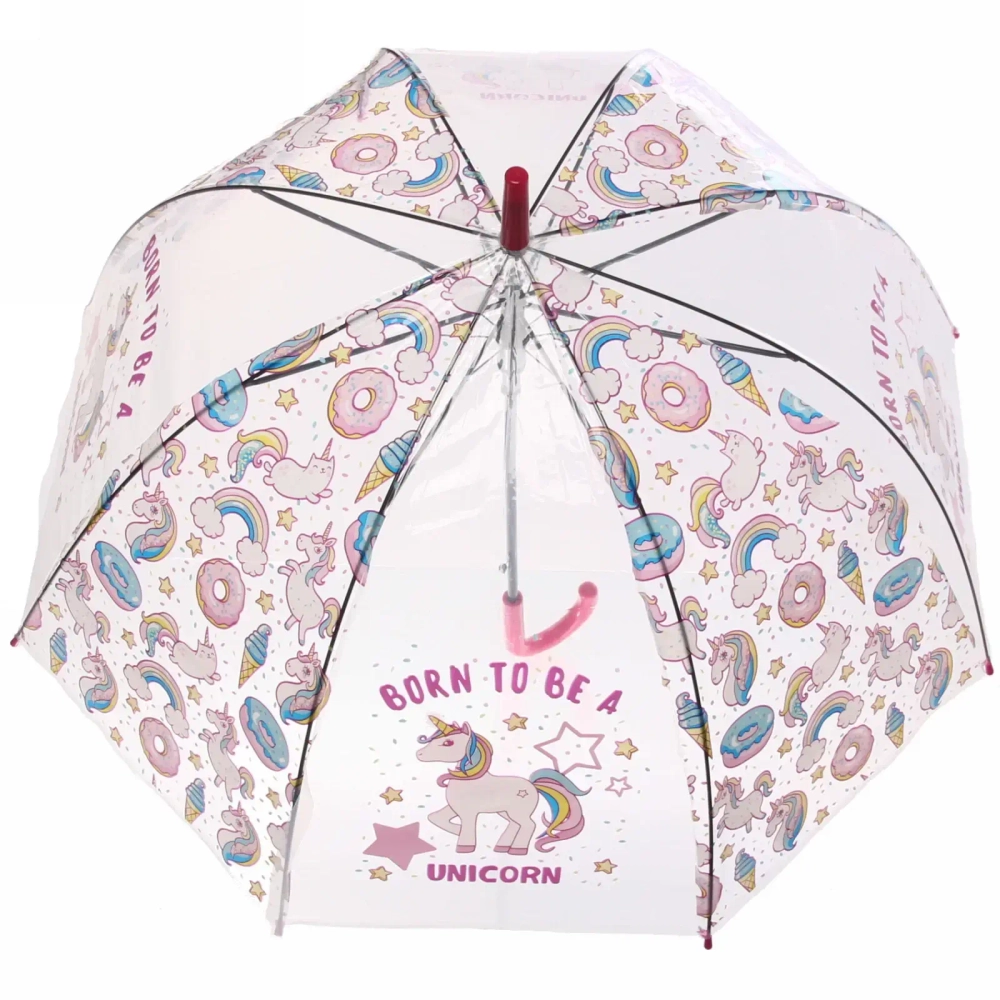 Зонт-трость женский купол «Единорог» микс 4 цвета, 8 спиц, d-82см, длина в слож. виде 82см