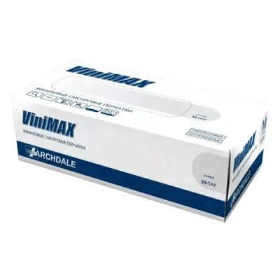 Перчатки виниловые смотровые нестерильные неопудренные ViniMAX L 50 пар