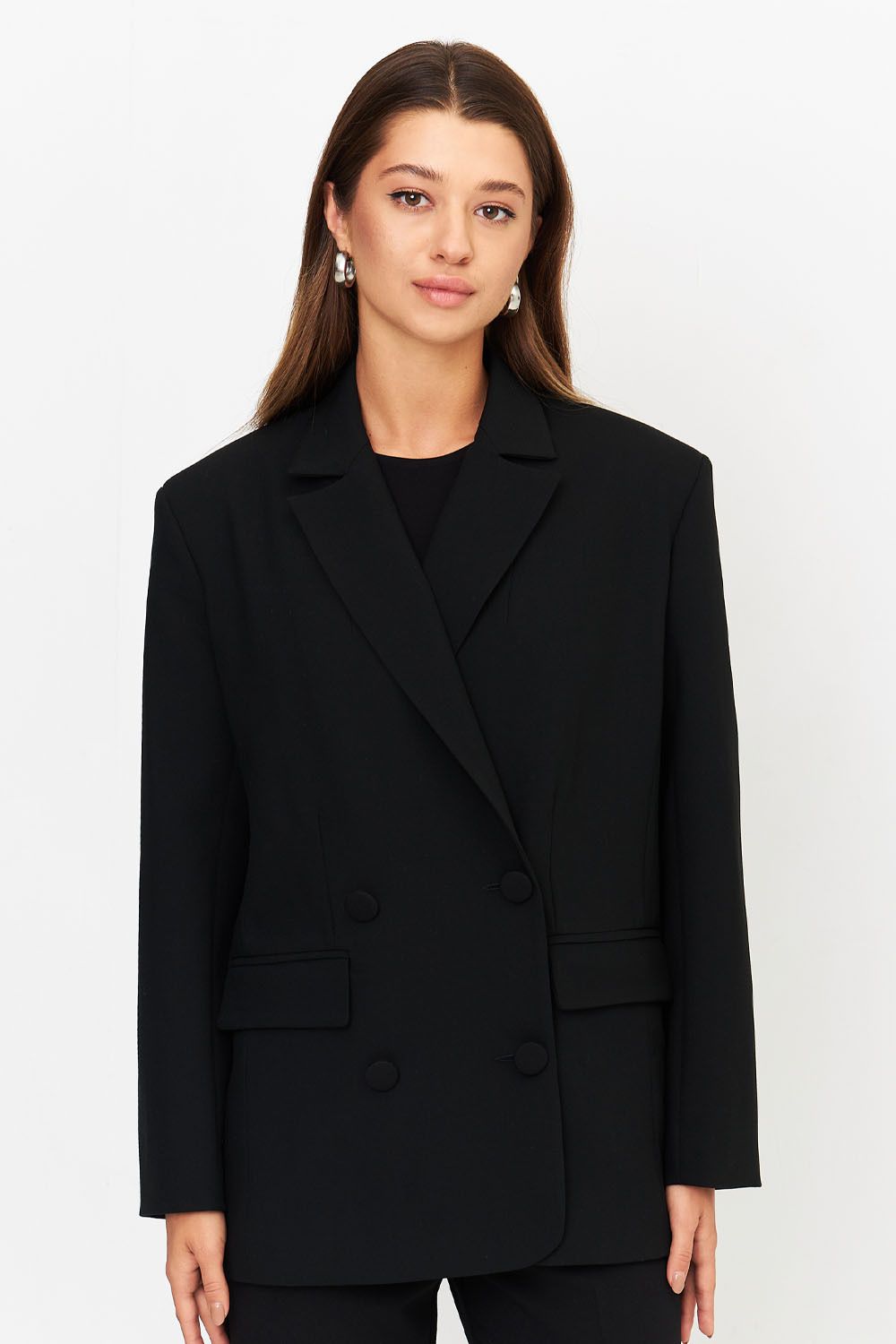 Пиджак двубортный черного цвета