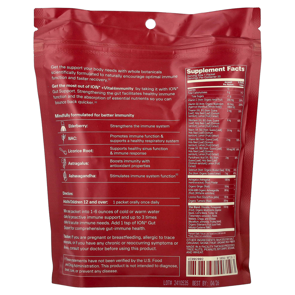 ION Intelligence of Nature, Vital Immunity, бузина, 20 пакетиков, 92 г (3,2 унции)