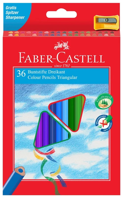 Карандаши цветные Faber-Castell "Ecopen" 36цв., трехгран., заточен., картон, европодвес, с точилкой