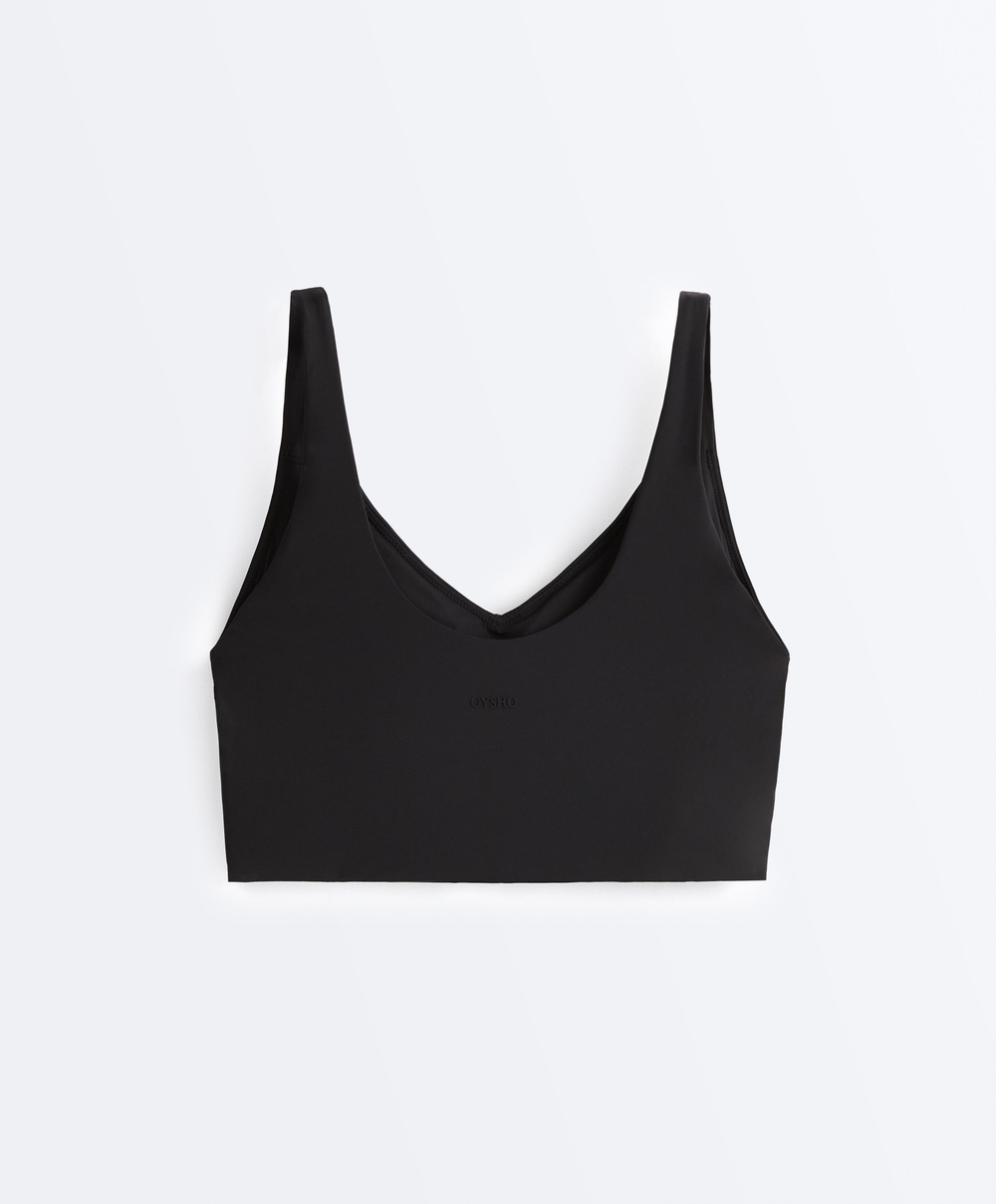 Oysho Топ Light Touch с перекрестной спинкой, черный