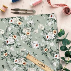 Ткань мембрана цветы Невеста на бирюзовом