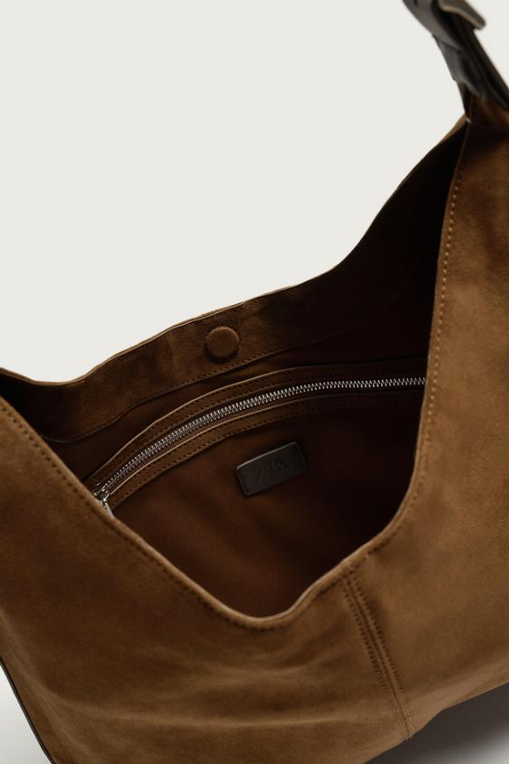 ZARA ОДНОТОННАЯ СУМКА-ШОПЕР, ТАБАЧНО-КОРИЧНЕВЫЙ
