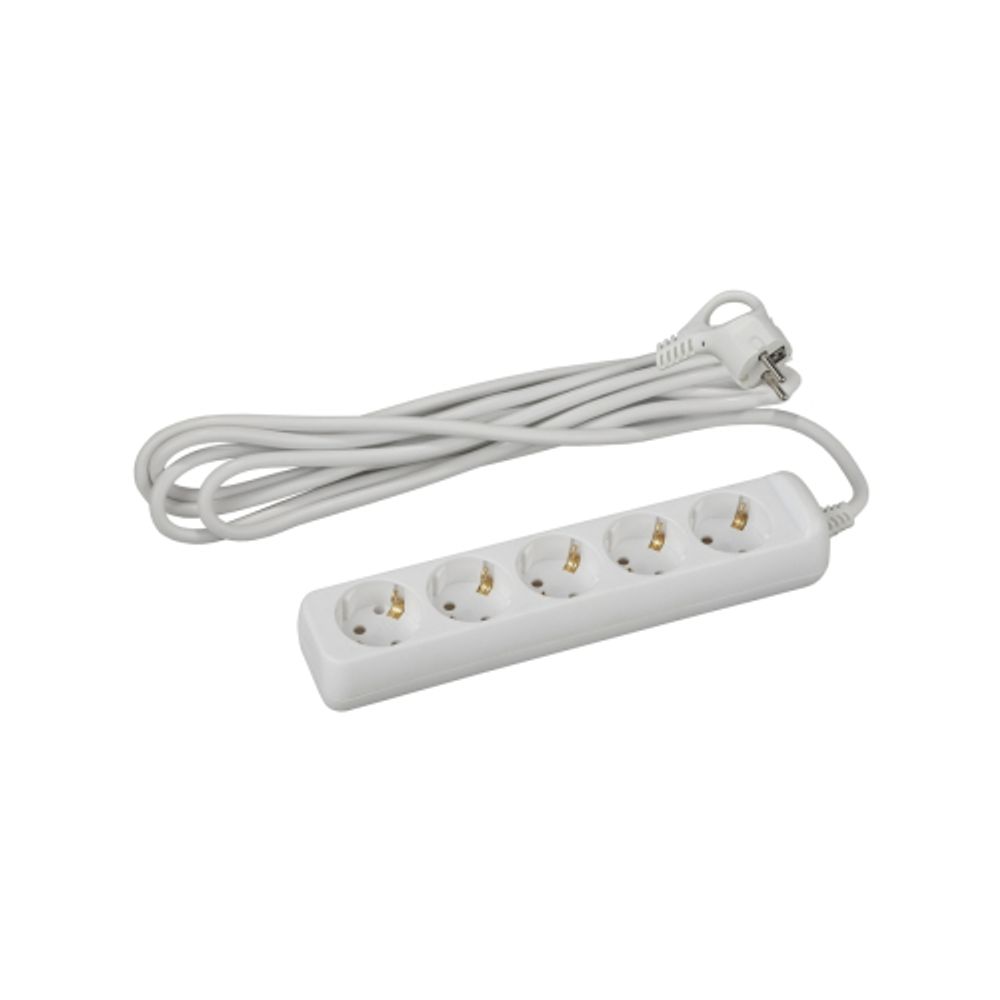 Удлинитель электрический ЭРА U-5es-3m-3x1,5 с заземлением с выключателем 5 розеток 3м ПВС 3x1,5мм2 16А