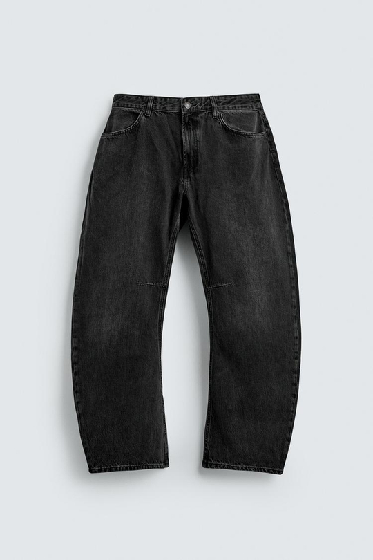 ZARA ДЖИНСЫ RELAXED BARREL FIT, УГОЛЬНЫЙ