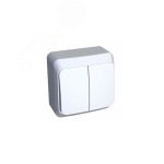 Schneider Electric ЭТЮД Белый Выключатель 2-клавишный открытая установка с индикатором подсветка внутри BA10-006B