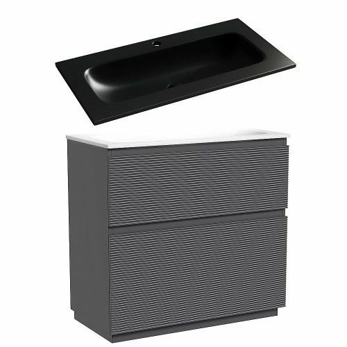 Тумба с раковиной Sancos FOLK Floor FL90FGS/CN7019MB 90 Grey soft