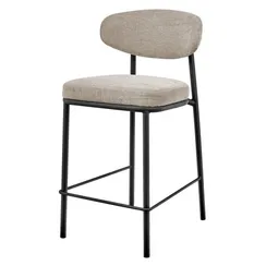 Полубарный стул Arvo 65 см, бежевый шенилл с черными ножками