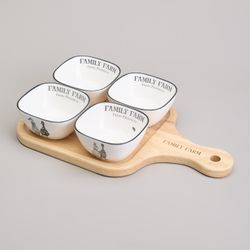 НАБОР САЛАТНИКОВ НА ДЕРЕВ. ПОДСТАВКЕ LEFARD "FAMILY FARM" 5 ПР. 30*19*6,7 СМ 160 МЛ (КОР=8НАБ.)