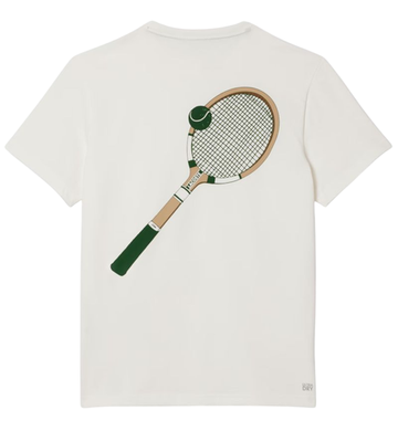 Мужская теннисная футболка Lacoste Ultra Dry Tennis Heritage Print - white